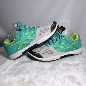 Reebok Crossfit Durafit Box Shoes Women's size 7.5 Teal and Neon Yellow/Green